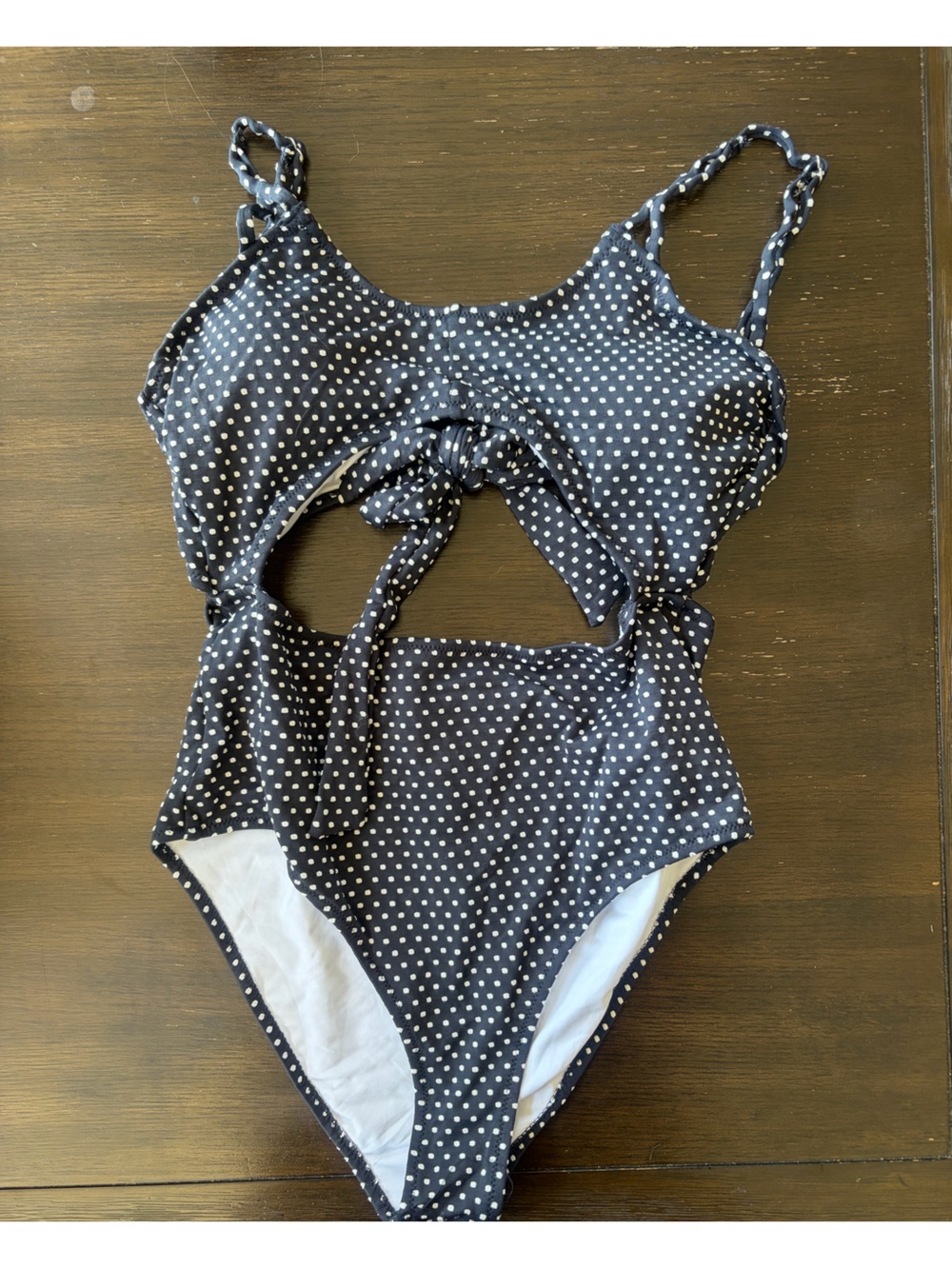 Cupshe Navy Blue Polka Dot One-Piece Swimsuit